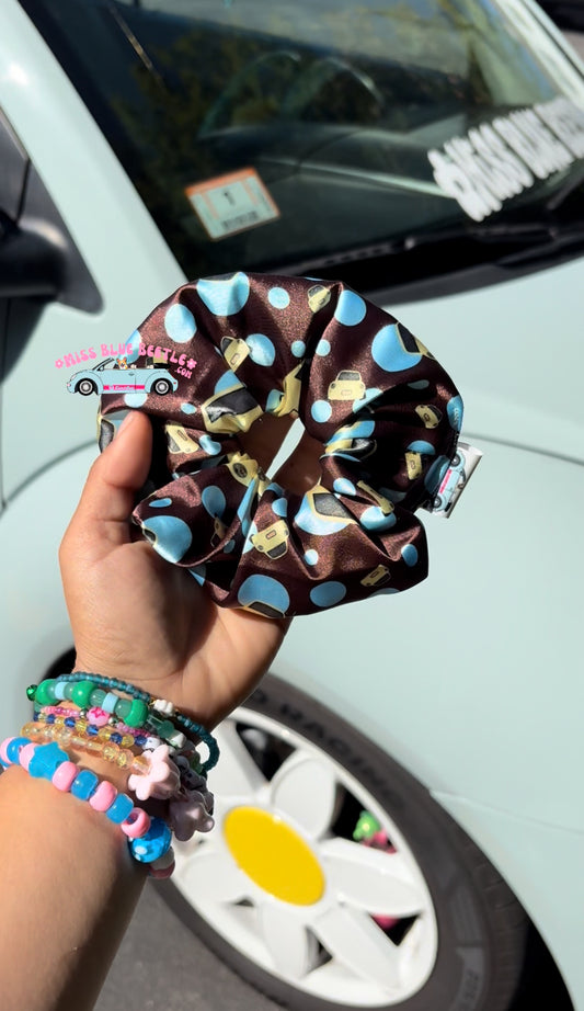 Polka dot yellow punch buggy scrunchie