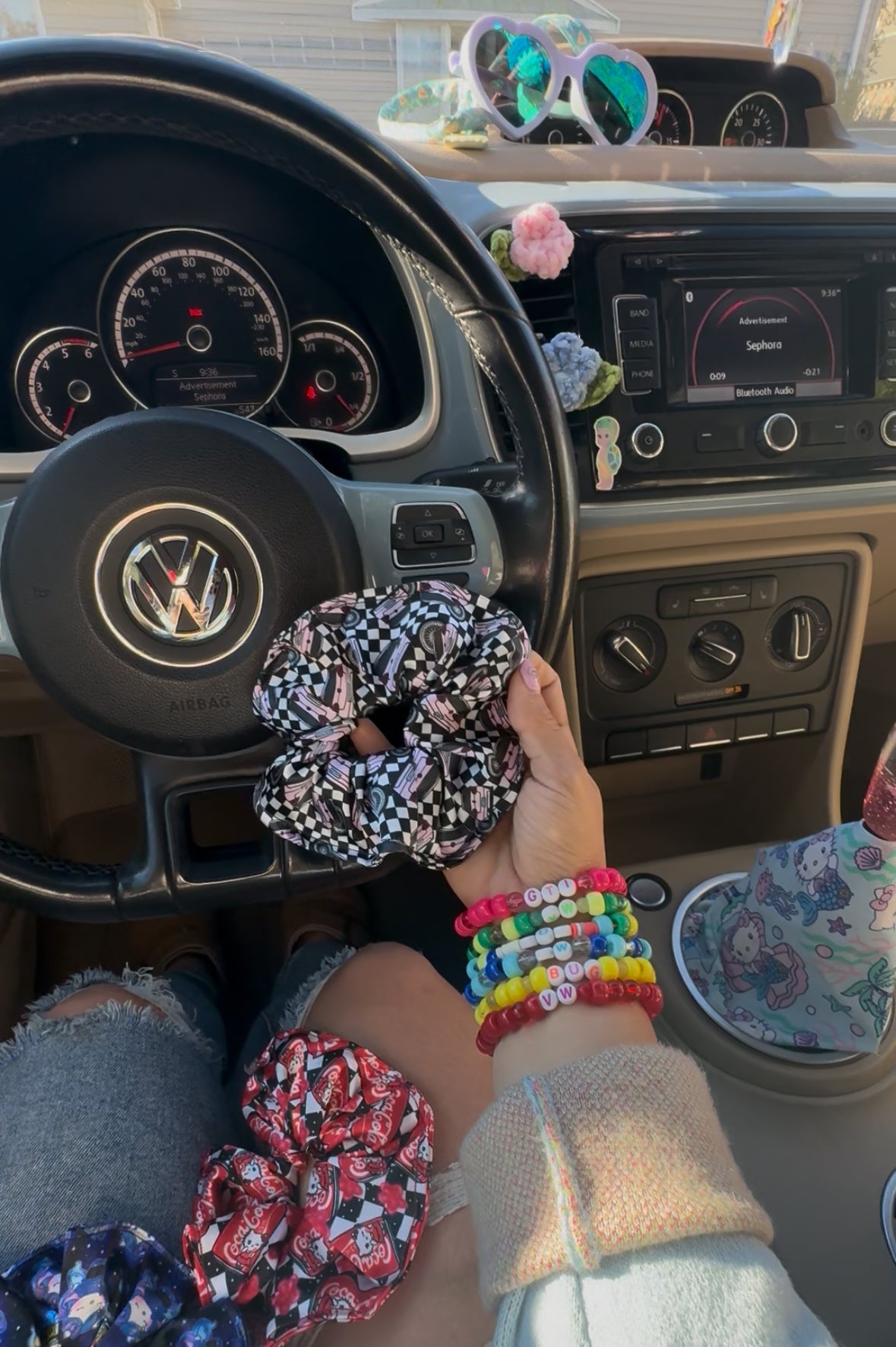Pink Gti satin scrunchie