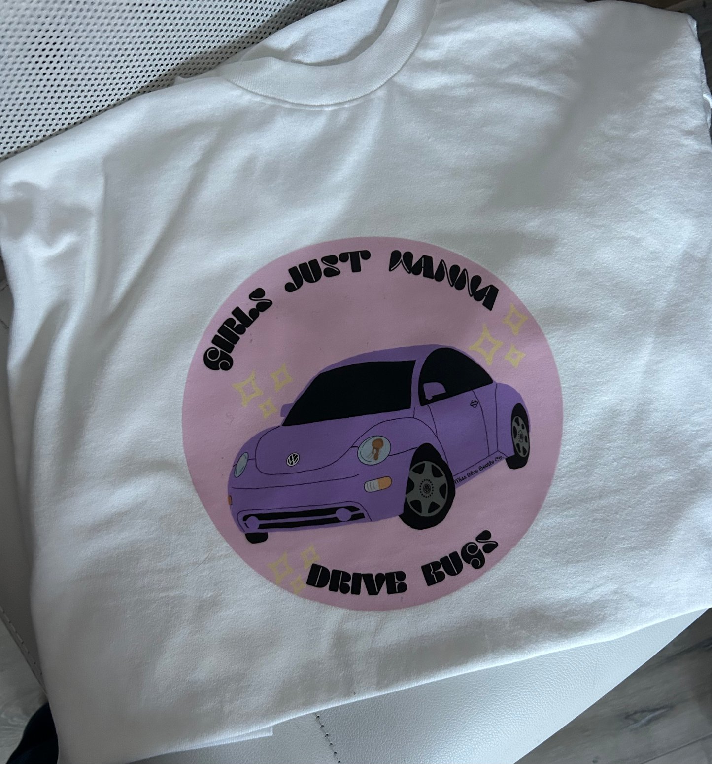 Girls just wanna drive bugs t-shirt (new beetle style 05 & under)