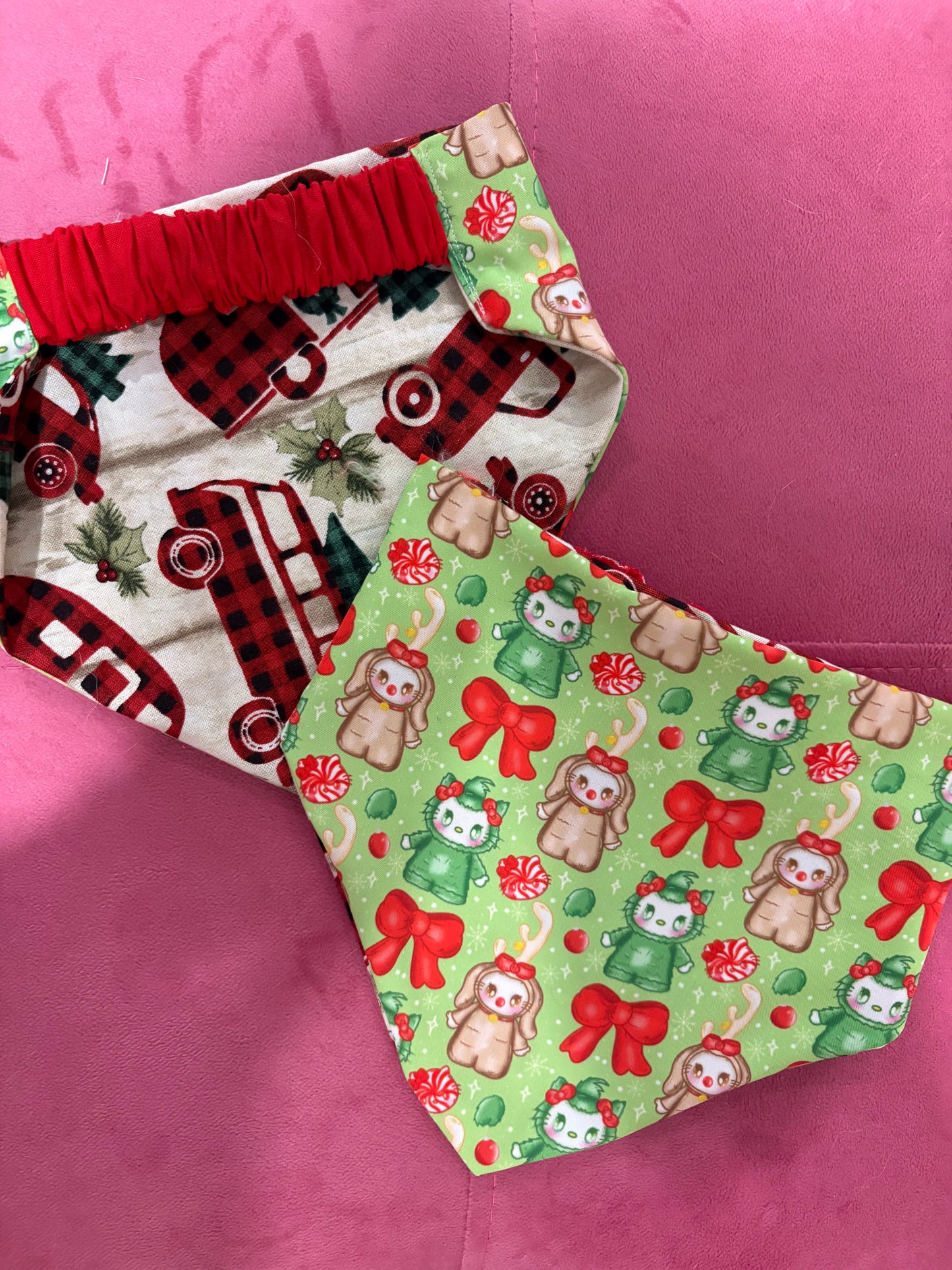 Vdubs & green Christmas monster Dog Bandana