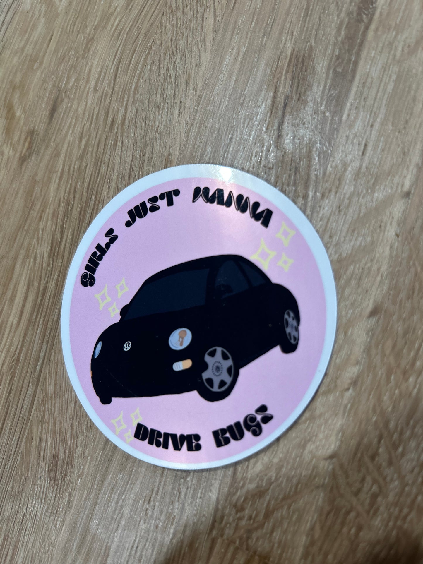 Girls just wanna drive bugs black NB sticker