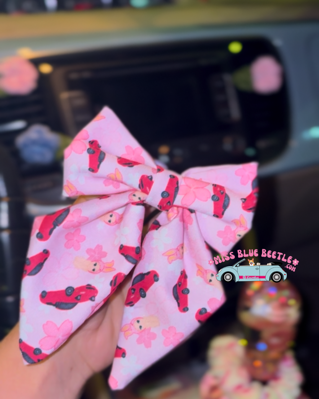 Pink on pink Miata hair bow