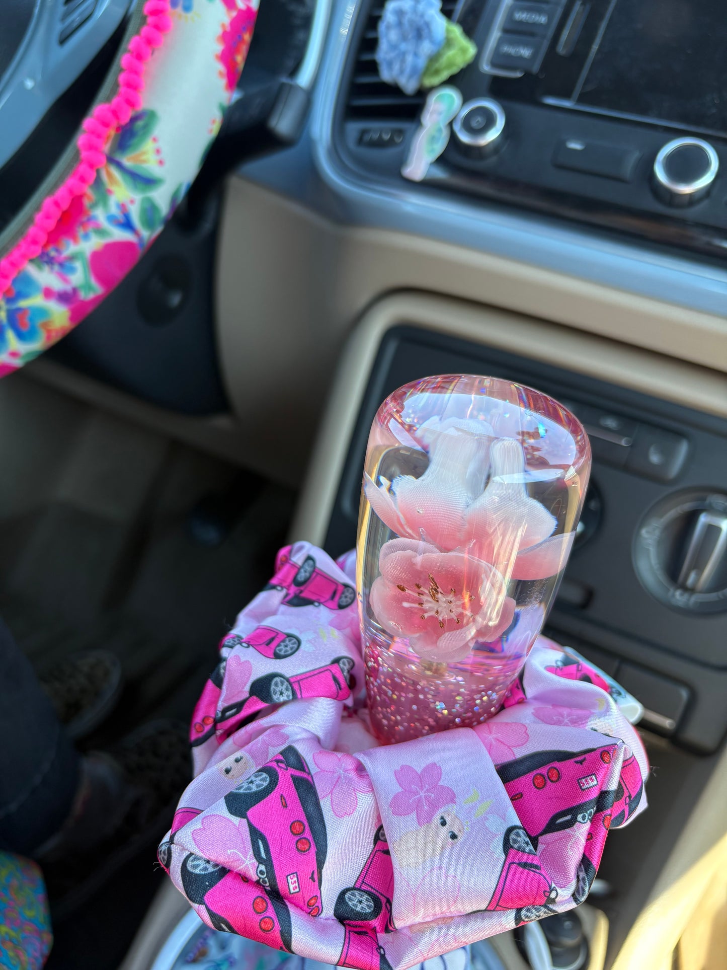 Pink on pink corvette satin scrunchie