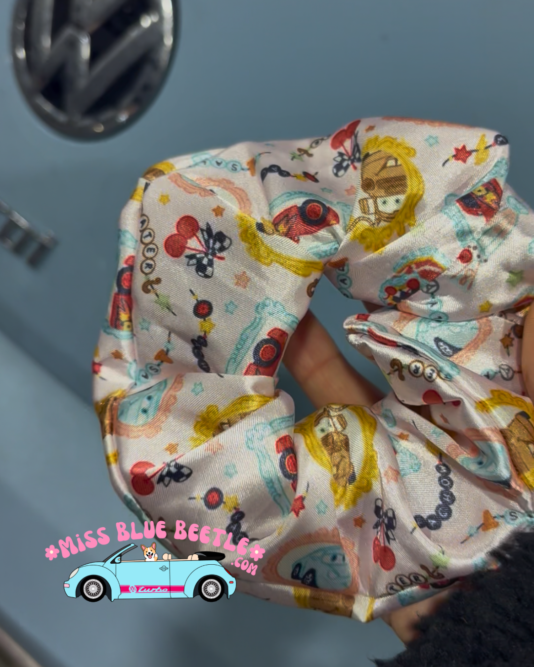 Sally the Porsche satin scrunchie