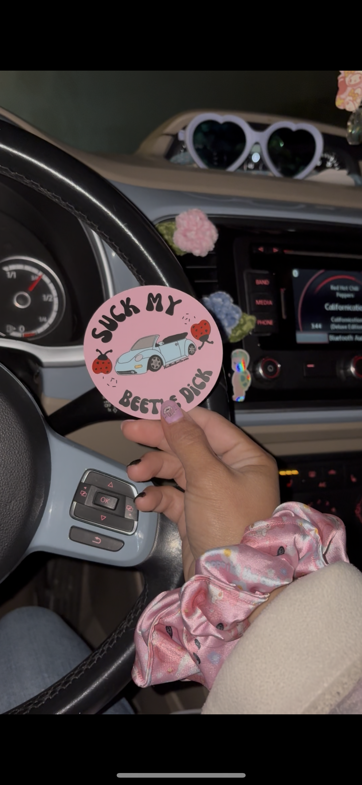 Suck my beetle blue Weatherproof Decal