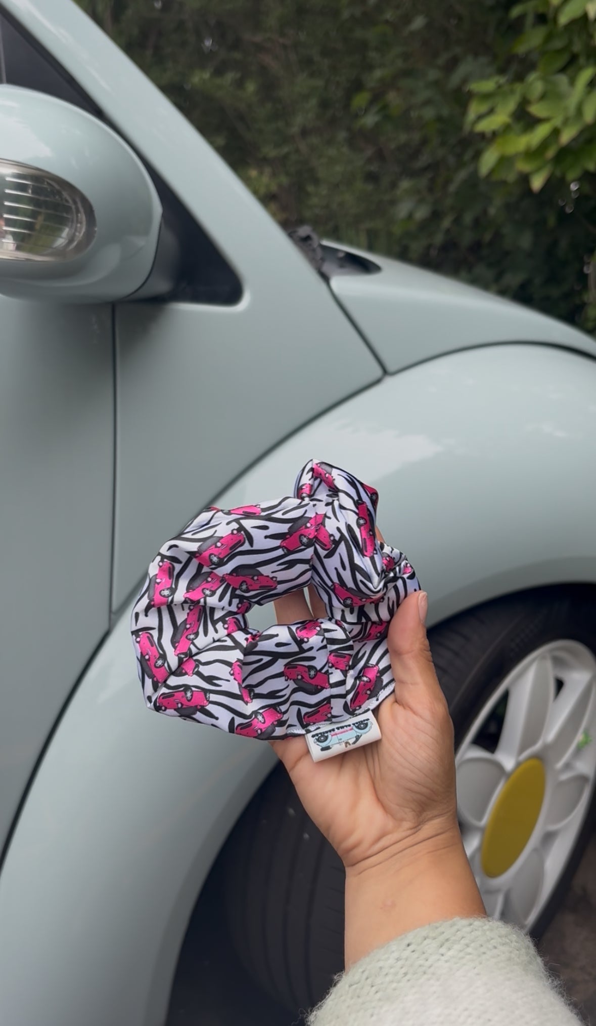 Zebra pink Miata animal print scrunchie