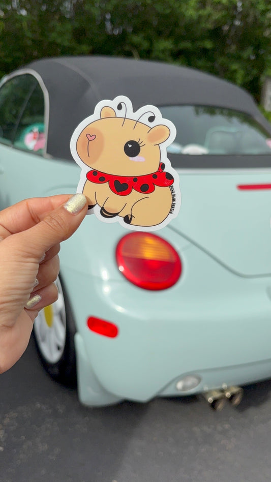 Ladybug Capybara weatherproof sticker