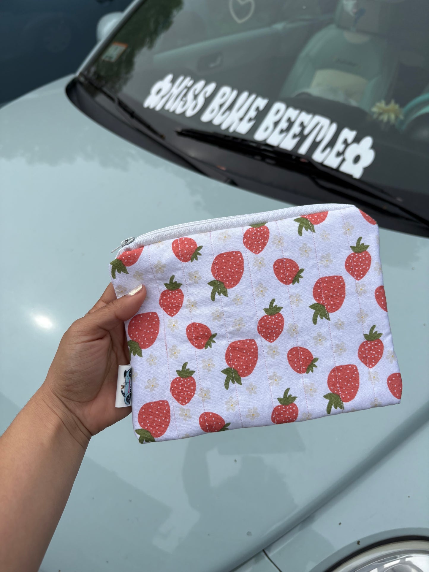 Quilted fresita makeup bag