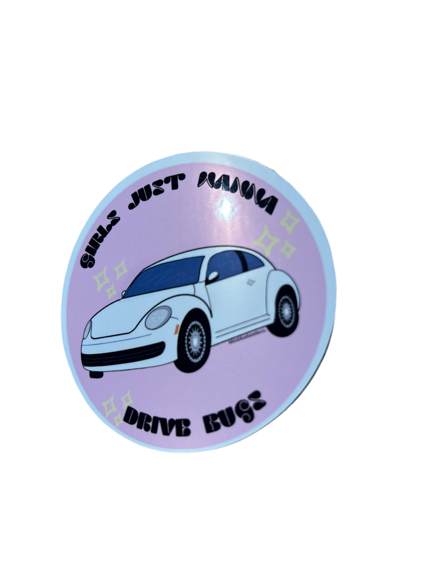 Girls just wanna drive bugs white 12& up sticker