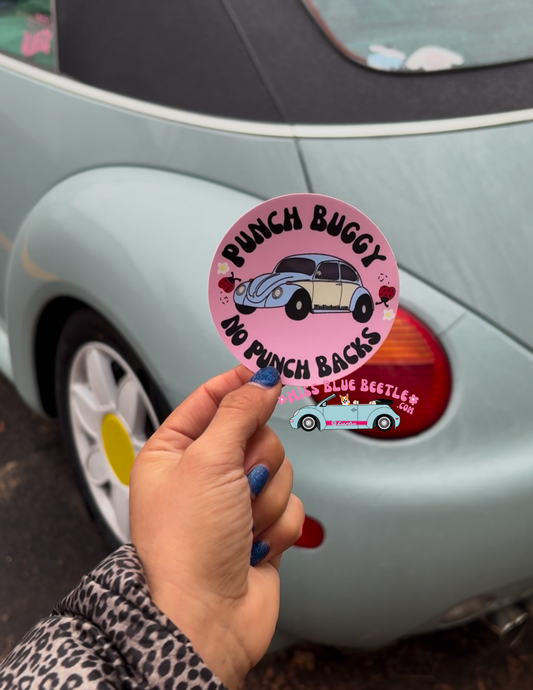punch buggy no punch backs blue beetle weatherproof decal