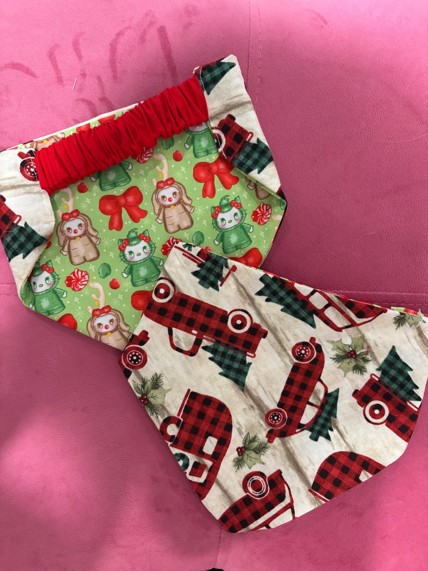 Vdubs & green Christmas monster Dog Bandana