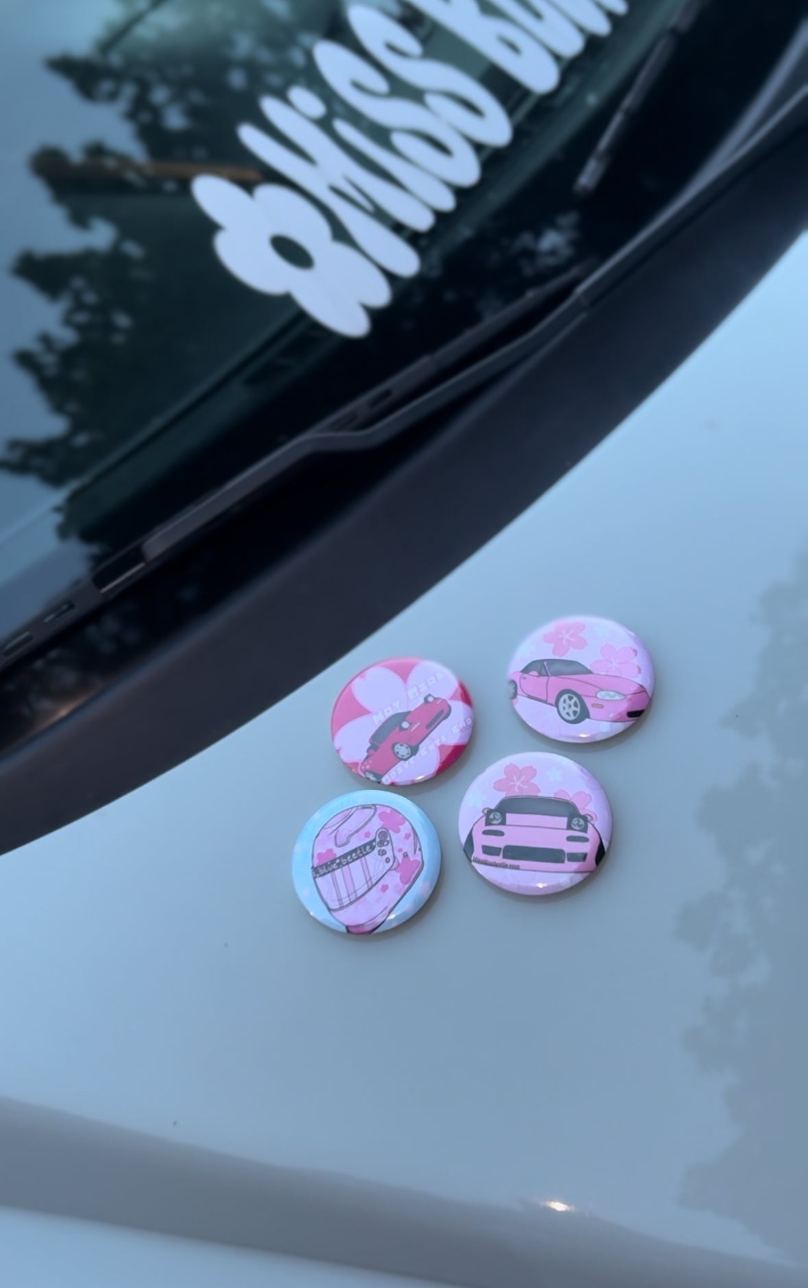 Pink Miata buttons pins