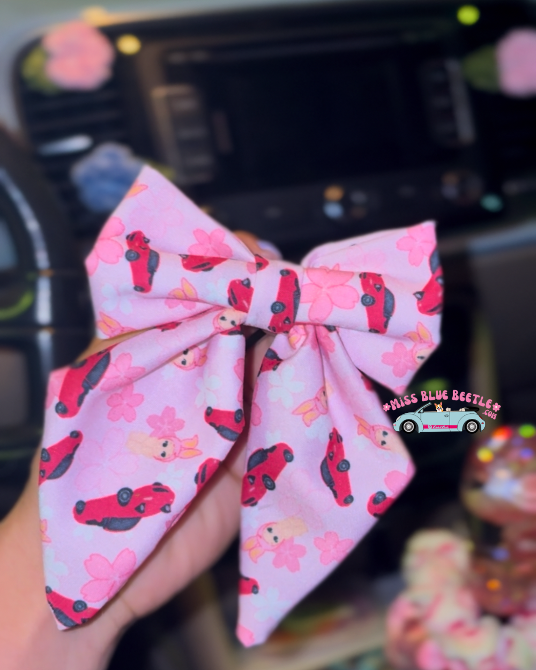 Pink on pink Miata hair bow