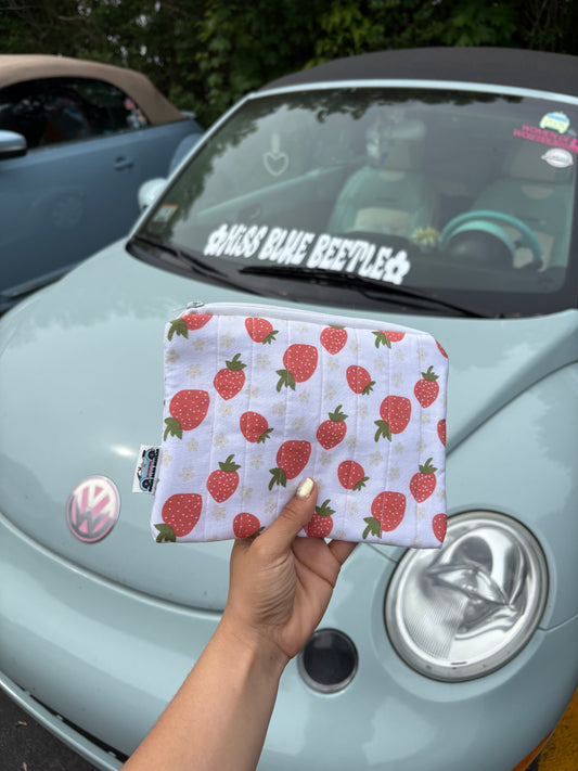 Quilted fresita makeup bag