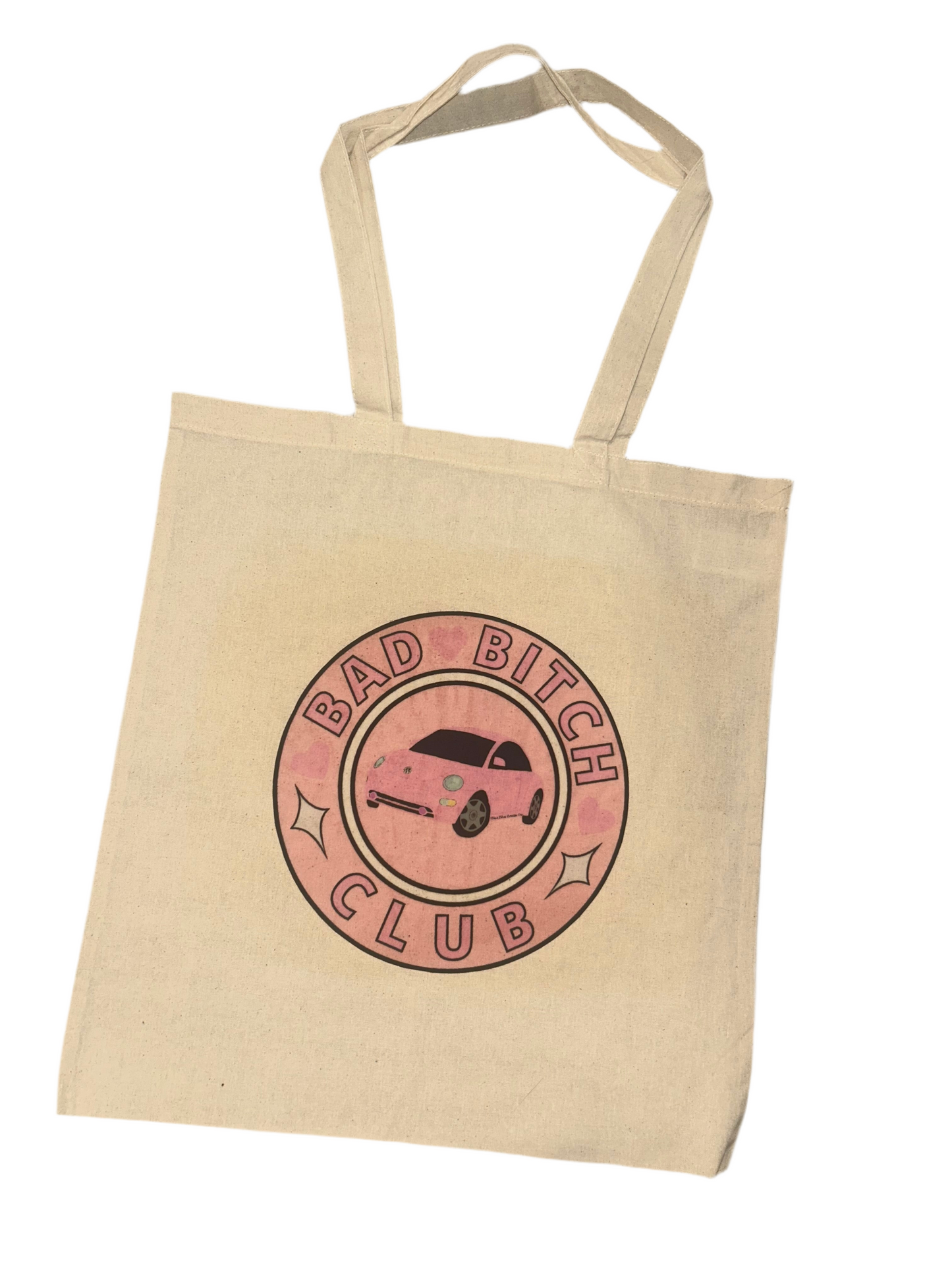 Pink bug bad b!tch club tote bag