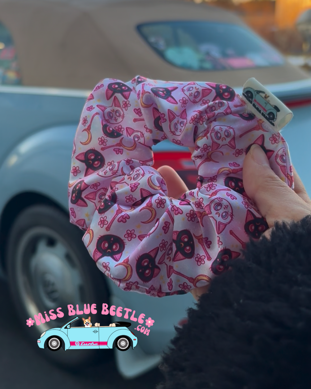 Sailor Moon cats satin scrunchie