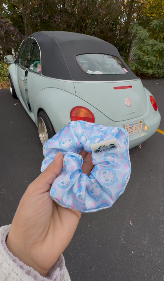 Winter Kitty satin scrunchie