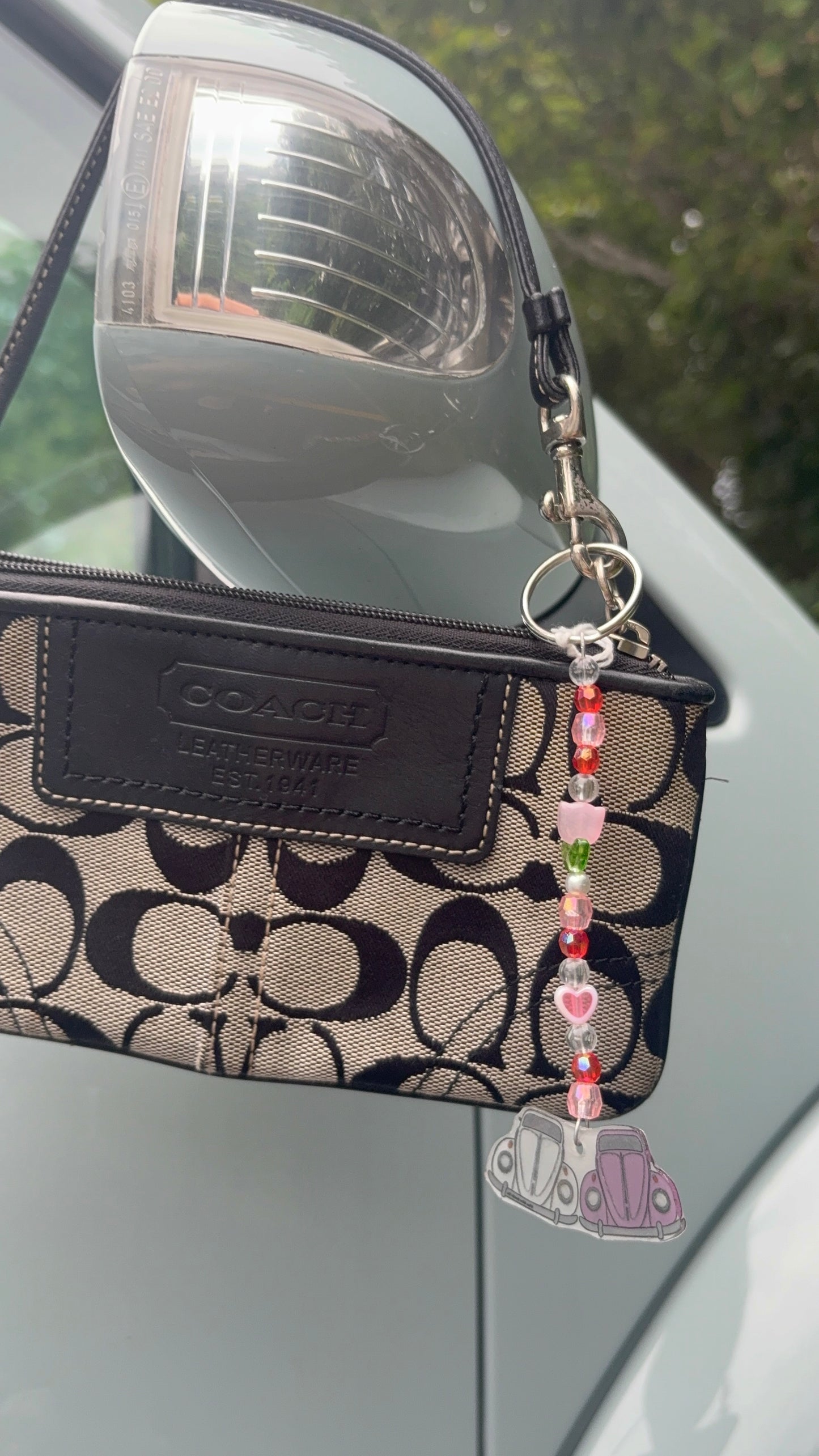 Aircooled pink and white punch buggy keychain