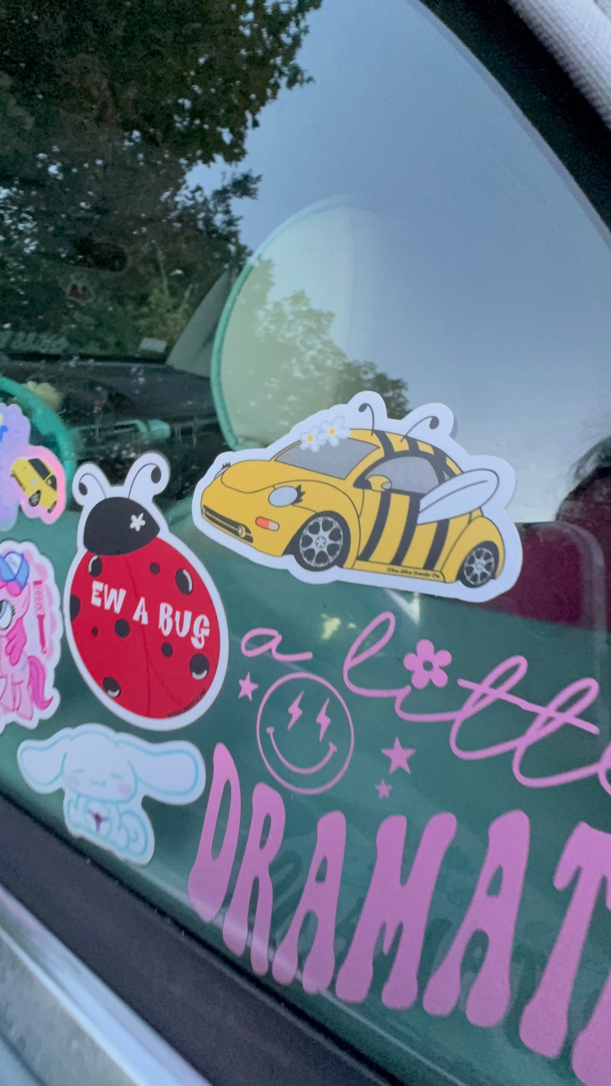 The Bee-tle yellow bug weatherproof sticker