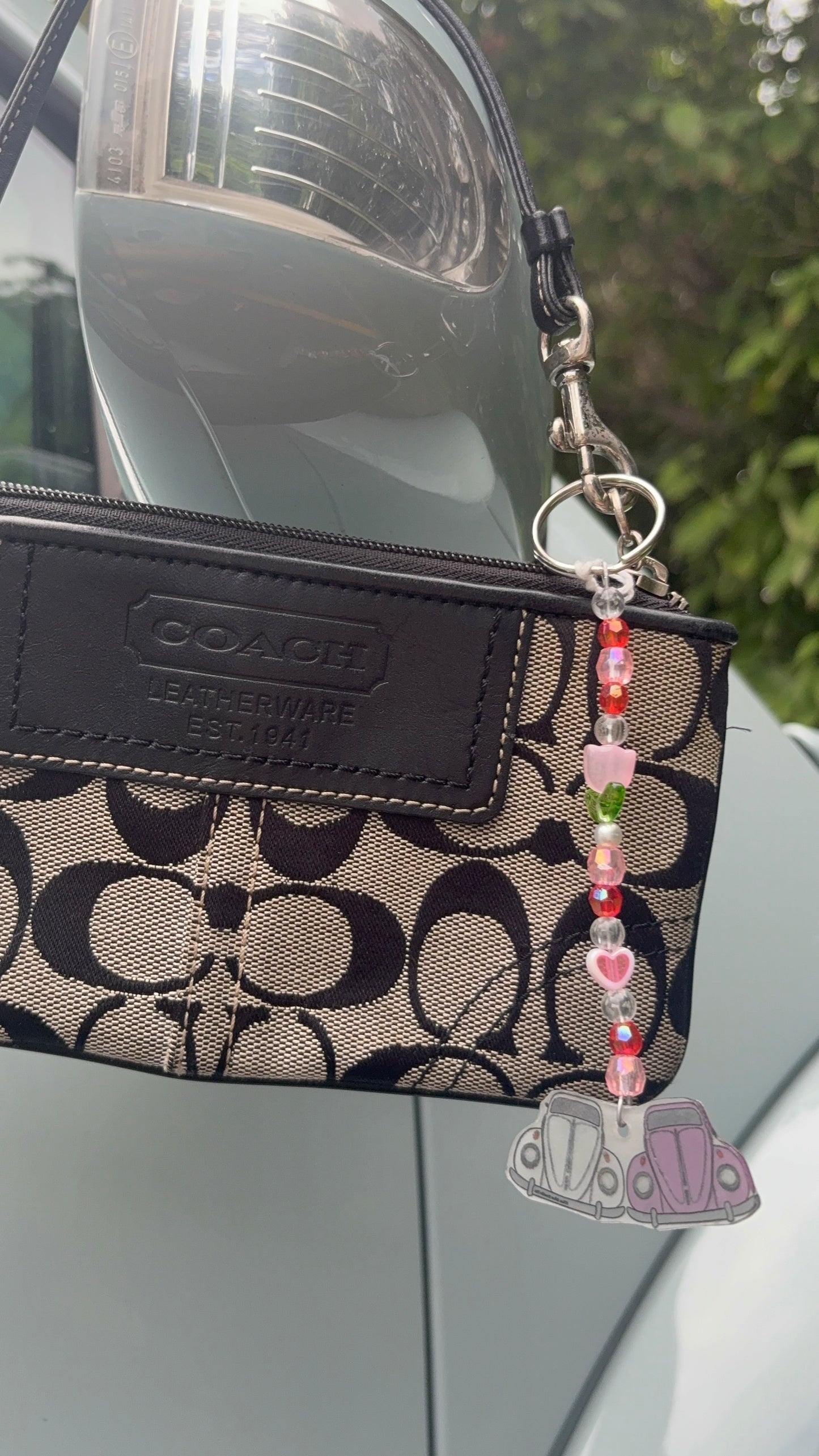 Aircooled pink and white punch buggy keychain