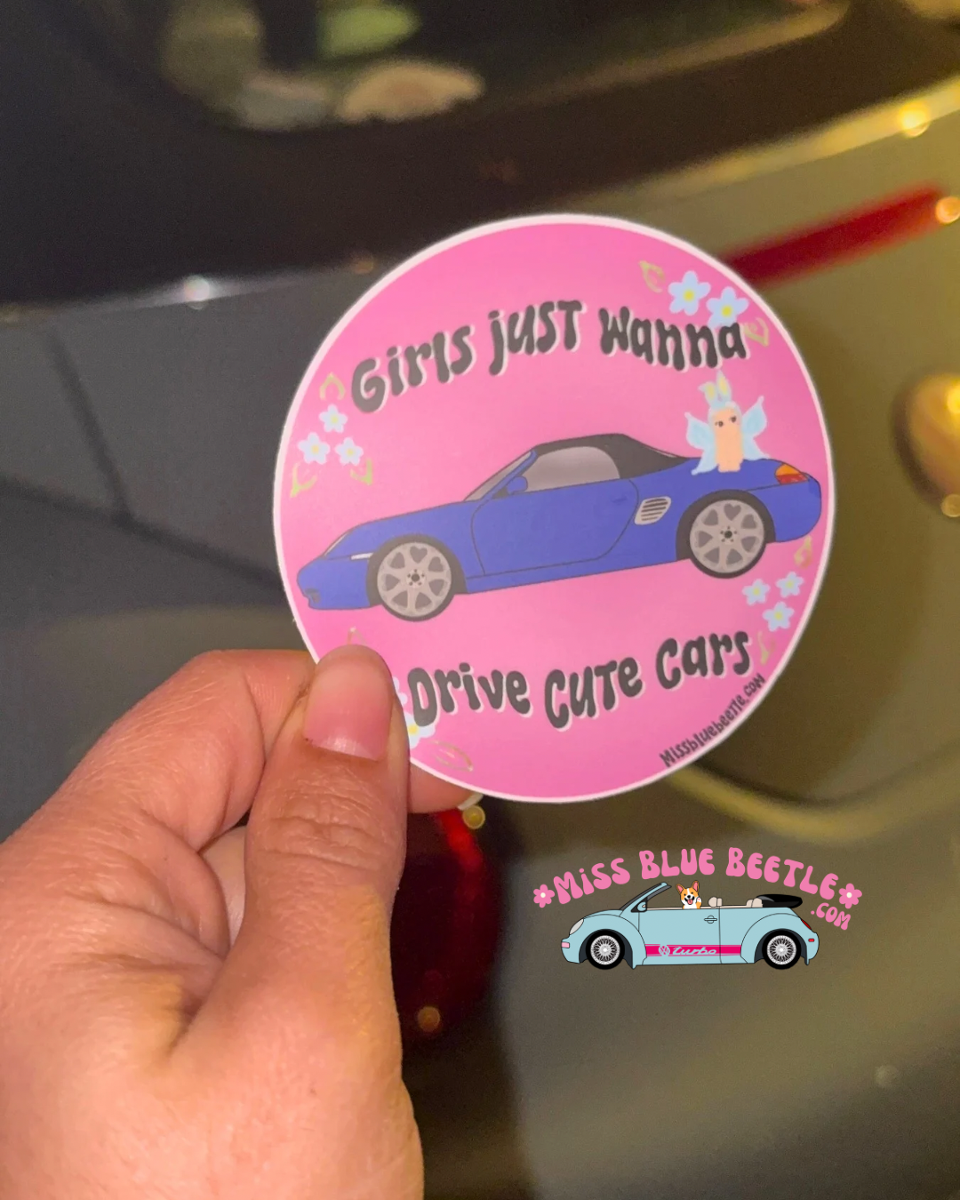 Girls just wanna drive Porsche blue sticker