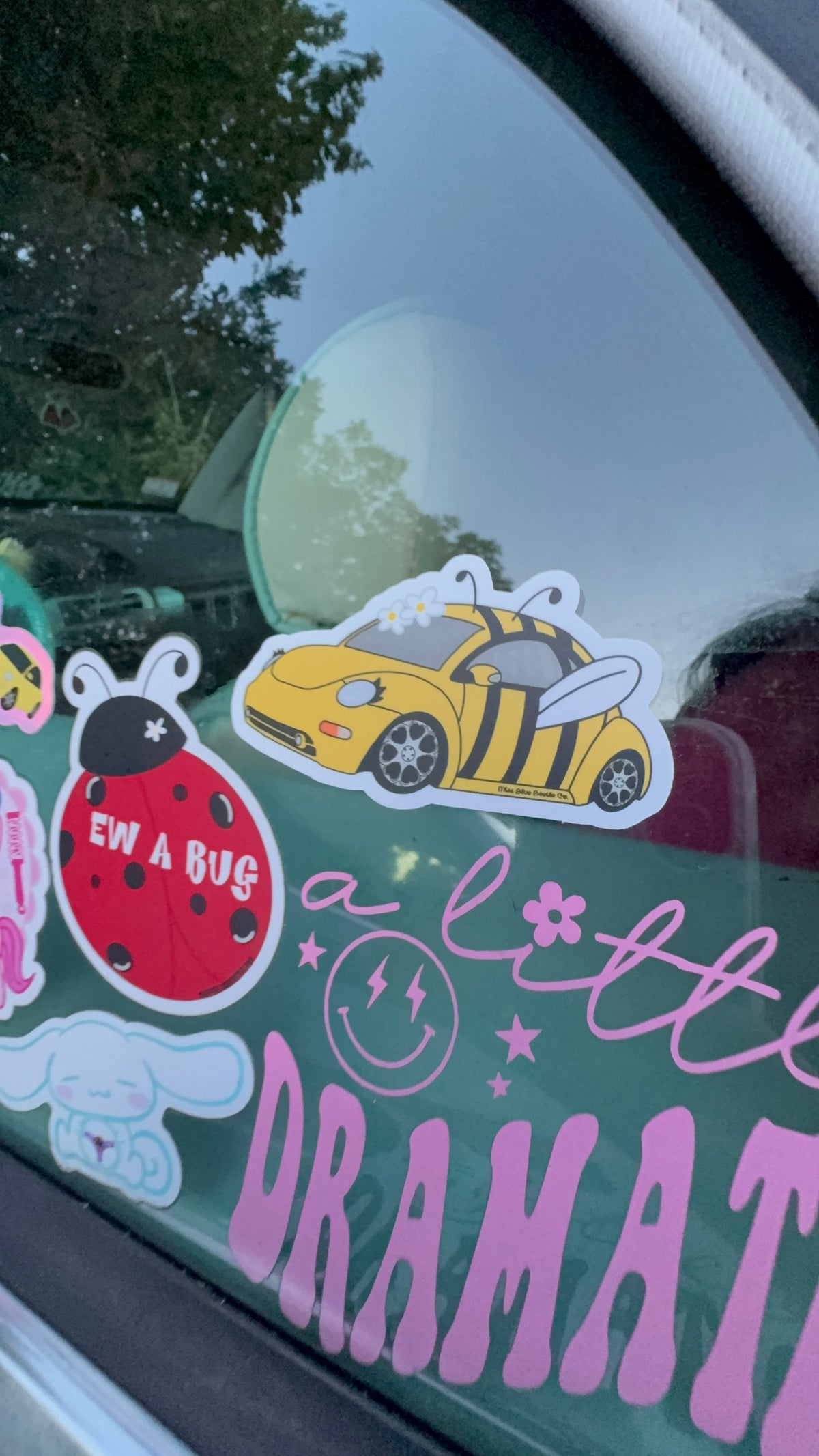 The Bee-tle yellow bug weatherproof sticker