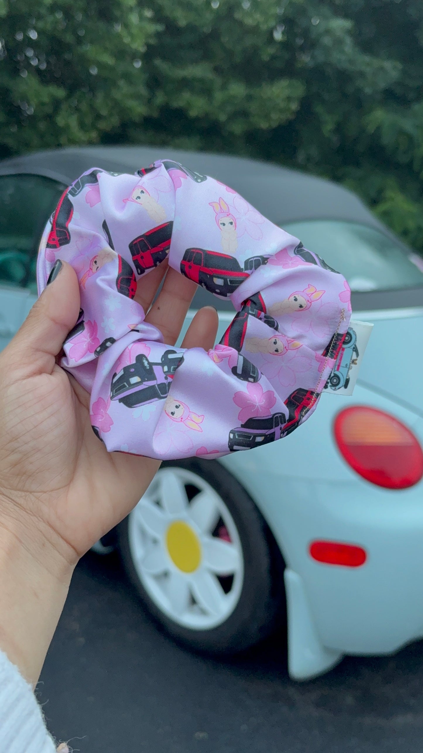 Pink & Red Element satin scrunchie