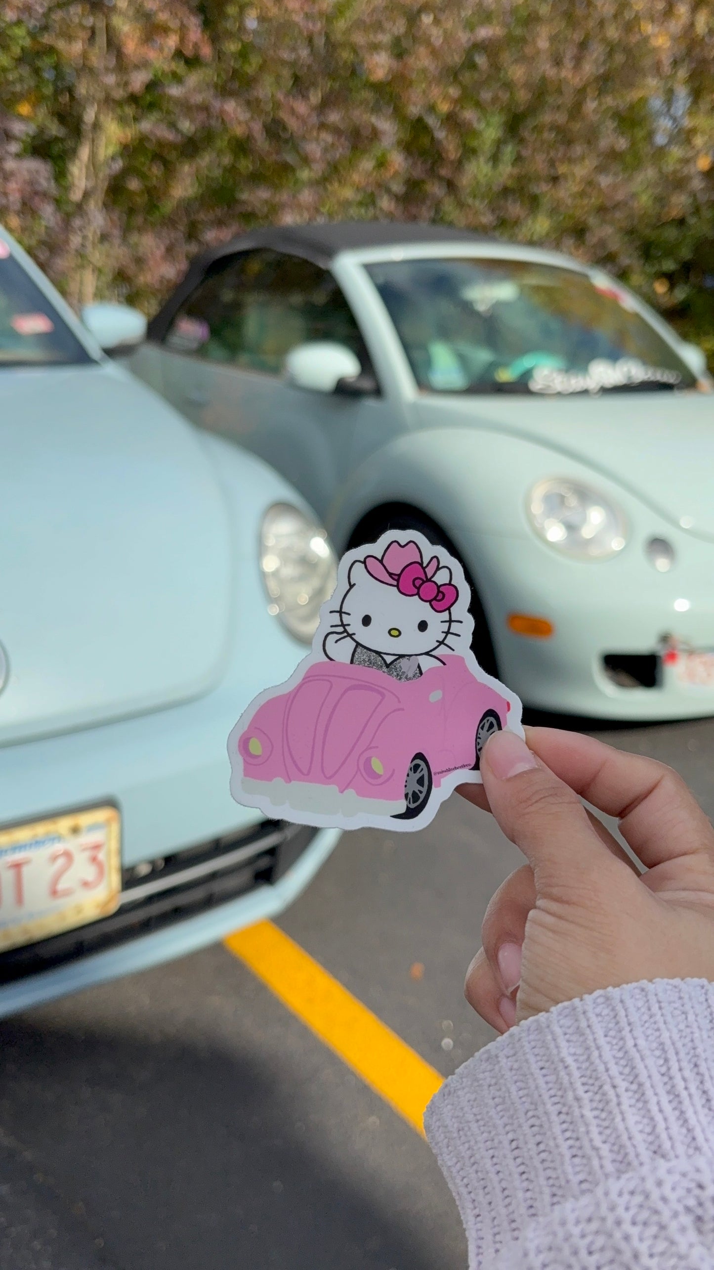 Kitty Beep Beep pink bug sticker