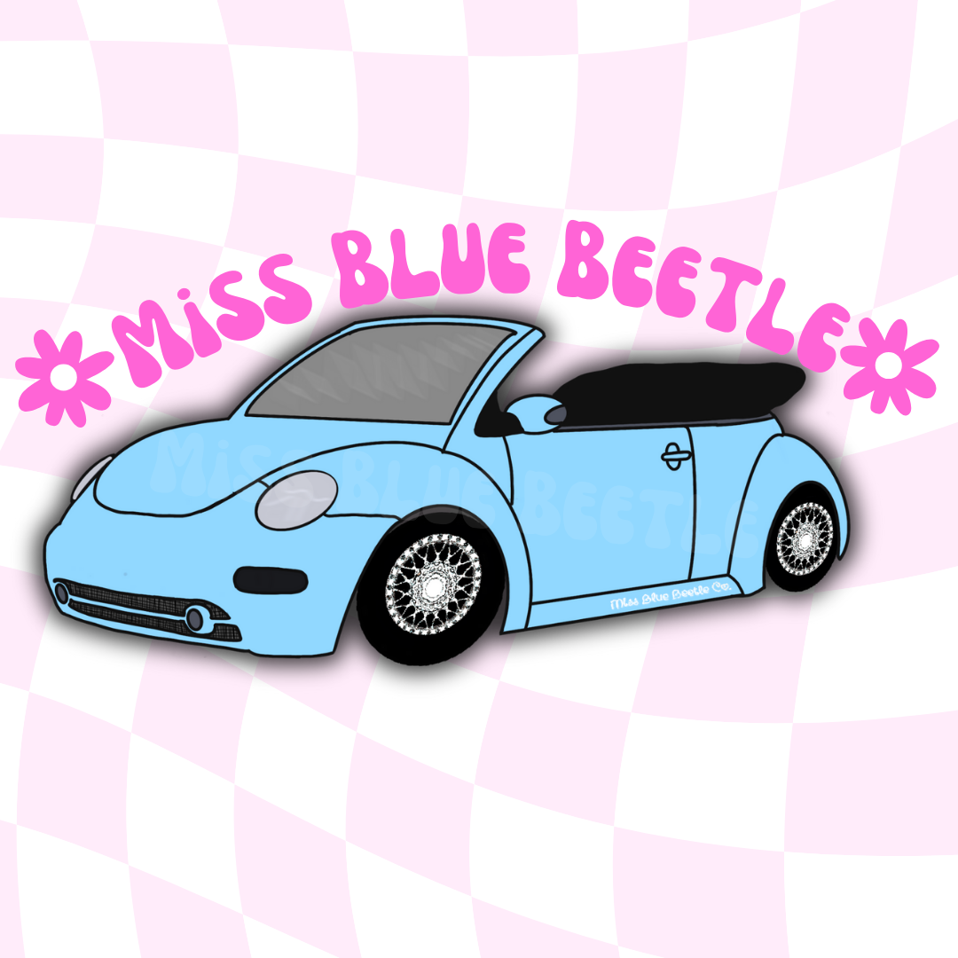 Light blue bug new beetle convertible sticker