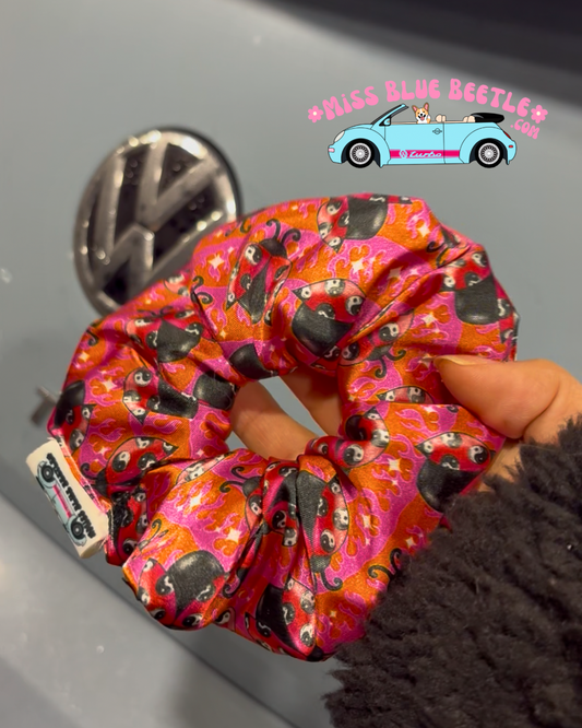 Lady Bugs satin scrunchie
