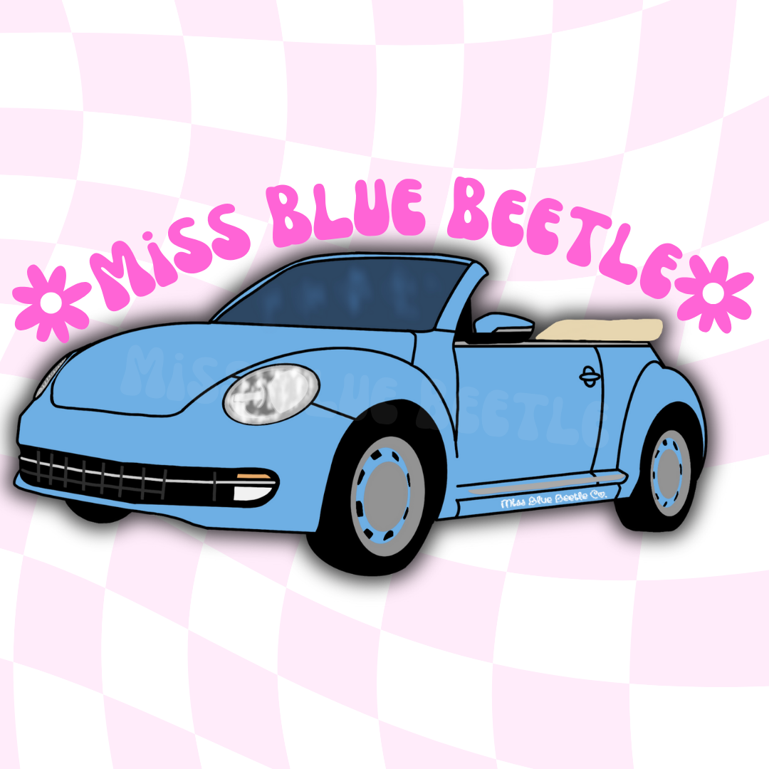 Denim blue bug A5 convertible sticker