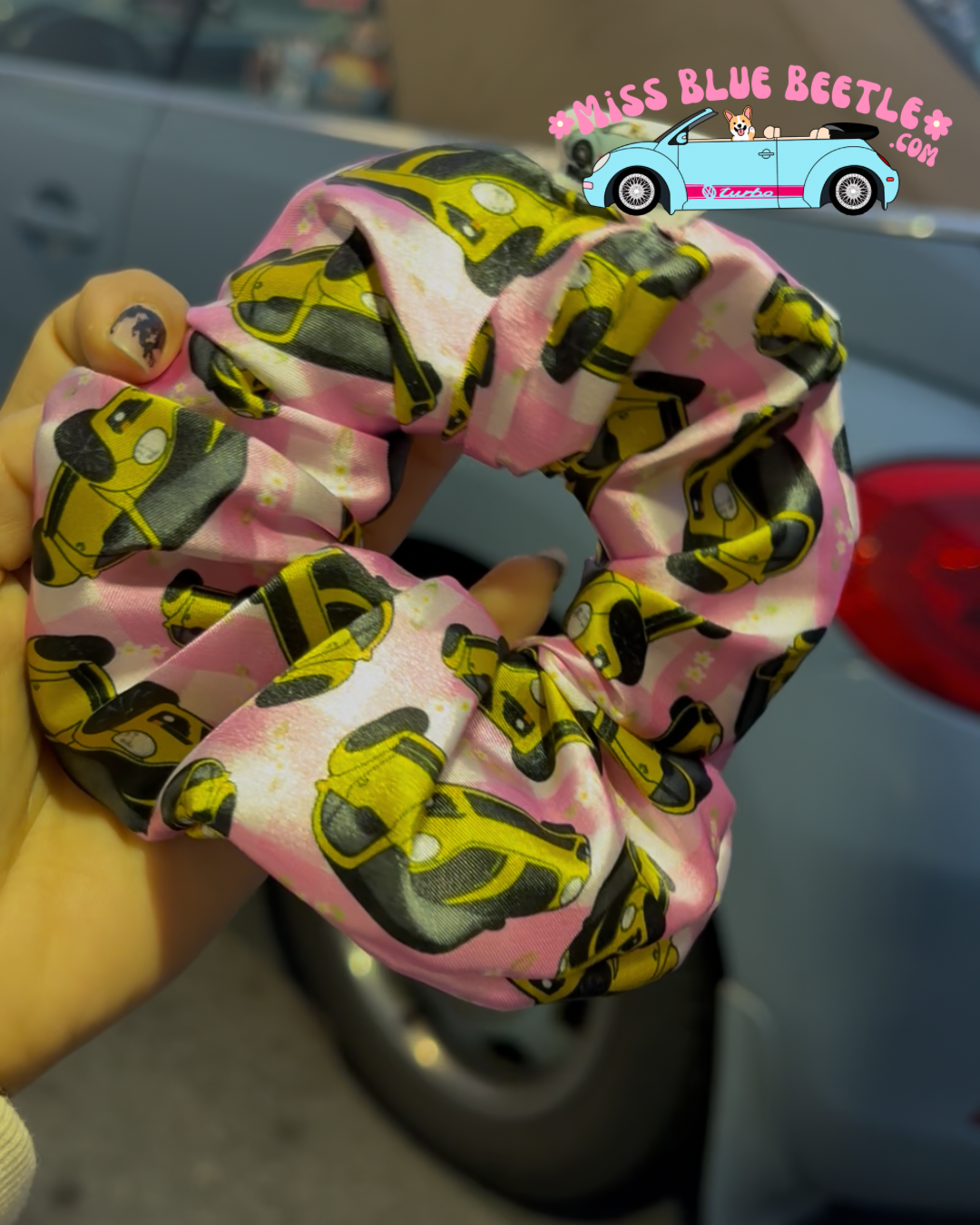 Yellow GSR bug satin scrunchie