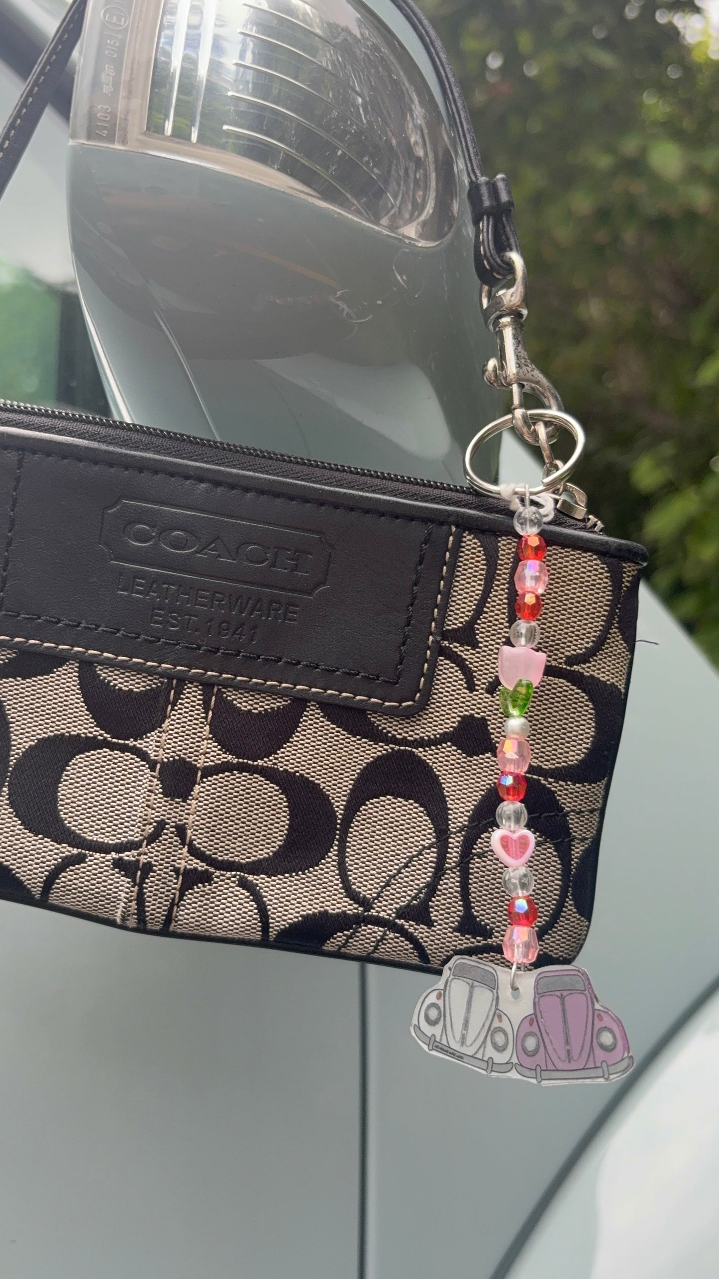 Aircooled pink and white punch buggy keychain