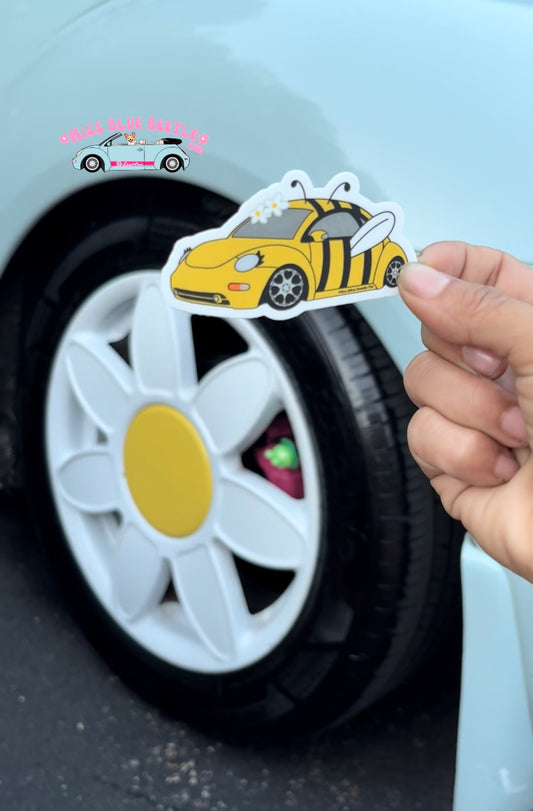 The Bee-tle yellow bug weatherproof sticker