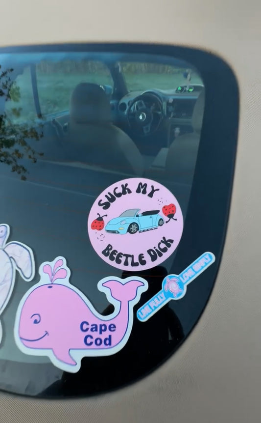 Suck my beetle blue Weatherproof Decal