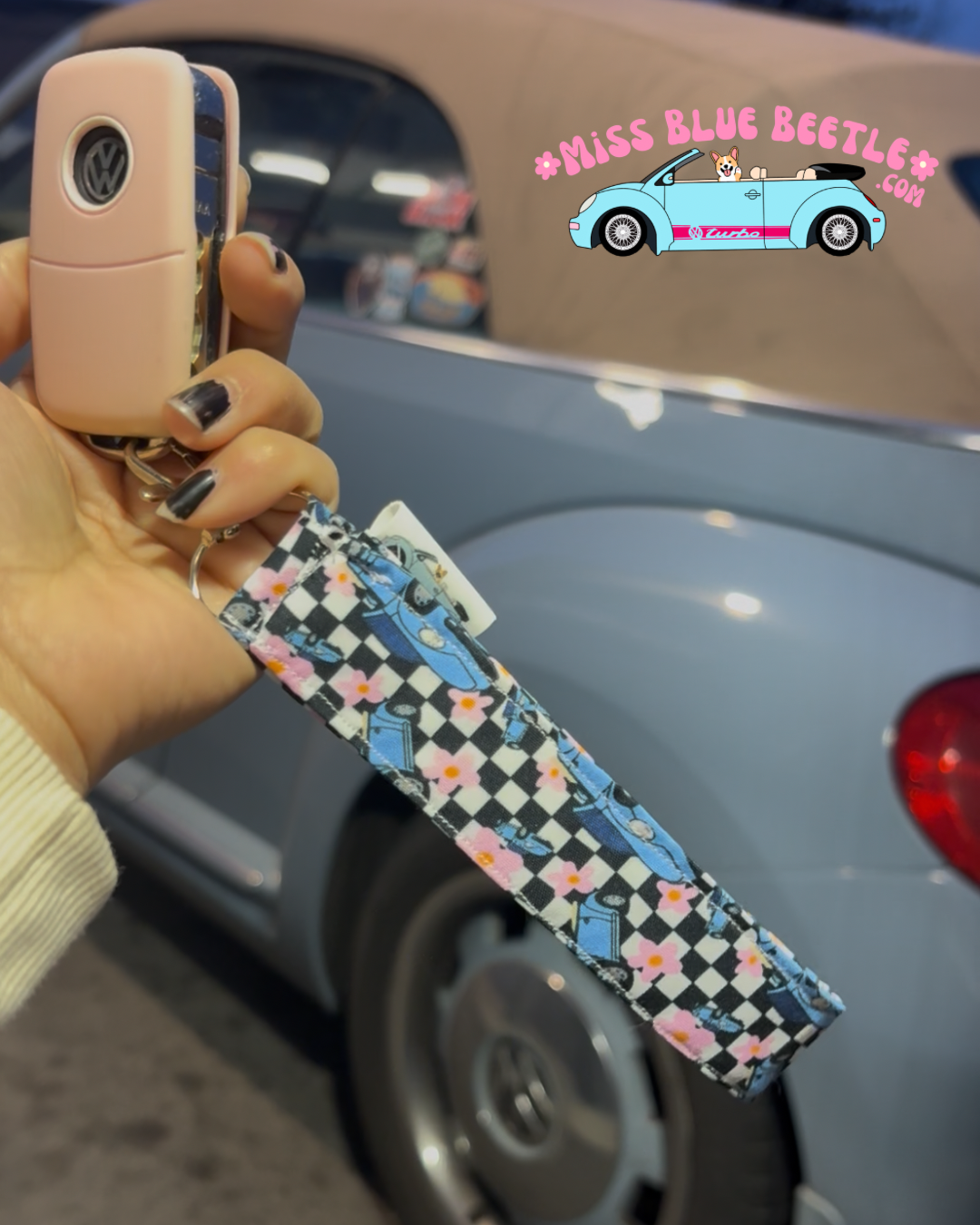 Denim Blue Bug Wrislets Keychain