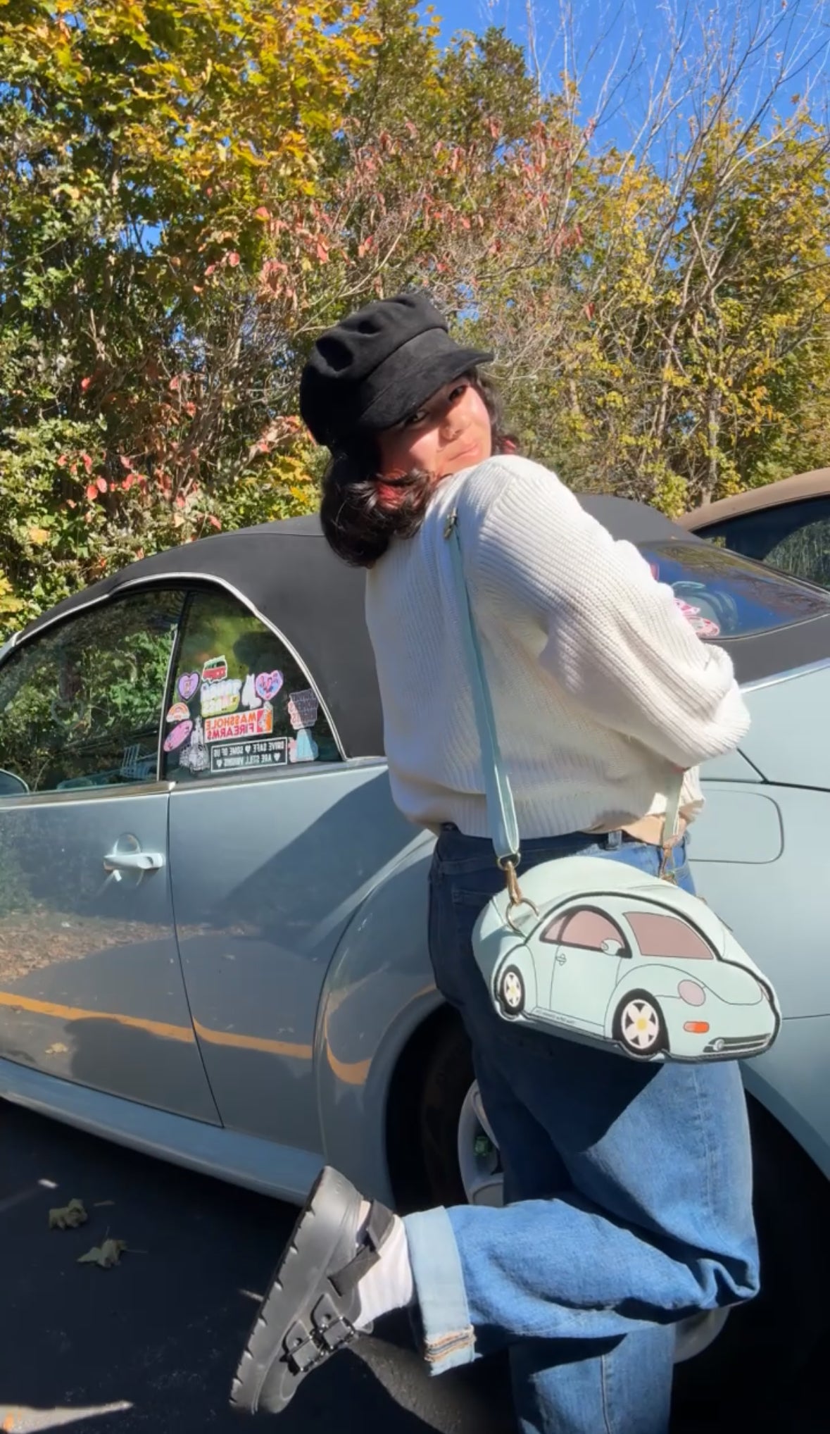 Blue Punch buggy cross body bag