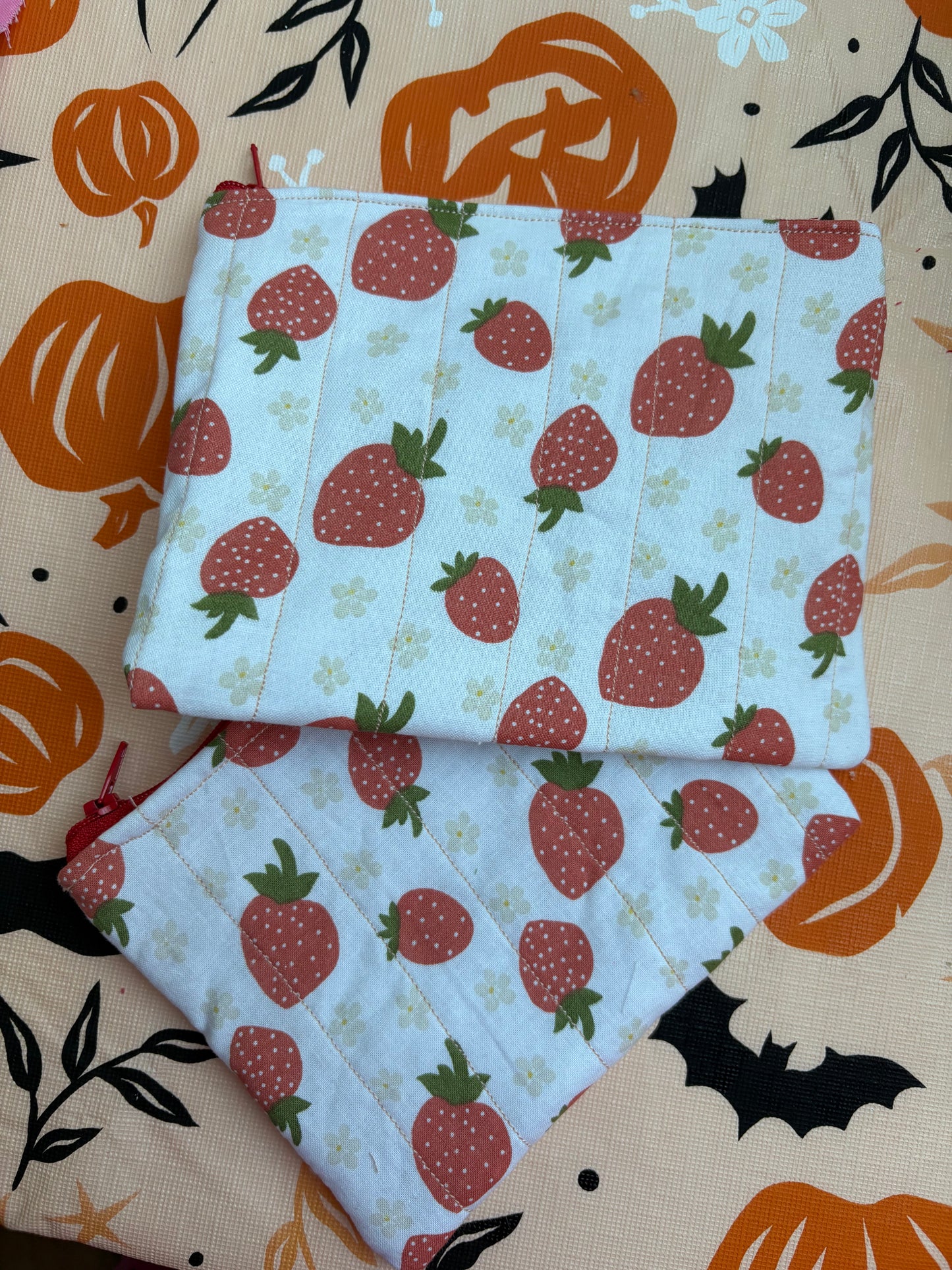 Quilted fresita makeup bag