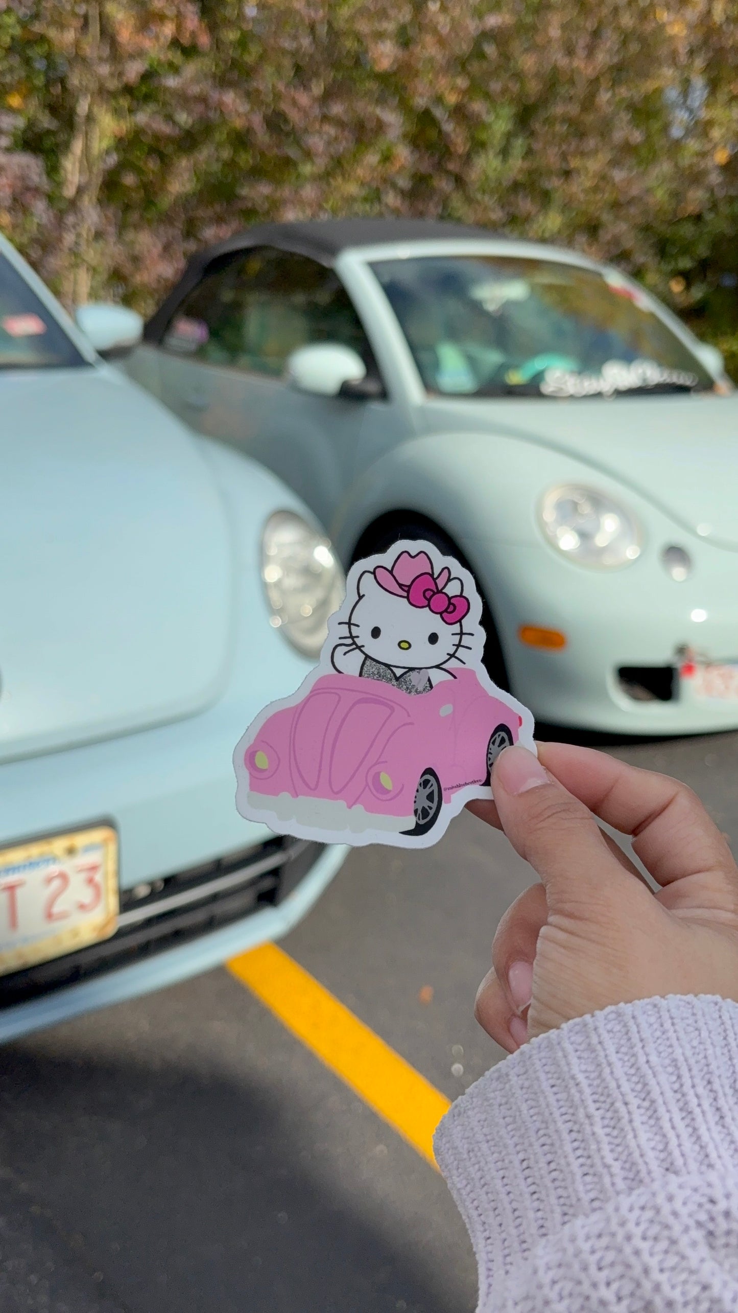 Kitty Beep Beep pink bug sticker
