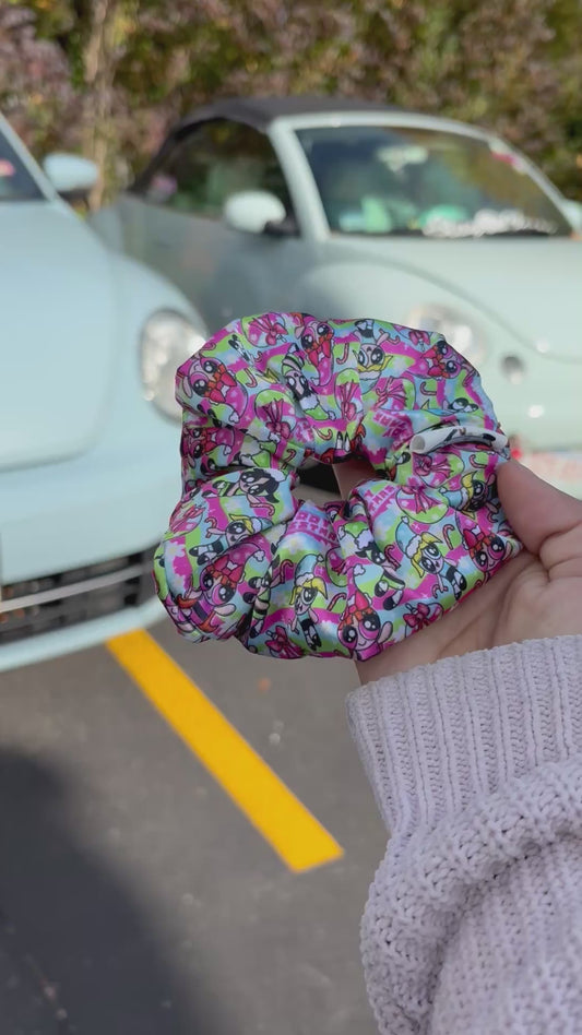 Powerpuff Christmas satin scrunchie
